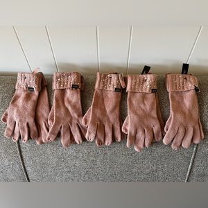 Victoria’s Secret Dusty Pink Knit Gloves Rhinestone Bling Rose Gold $122 Value!